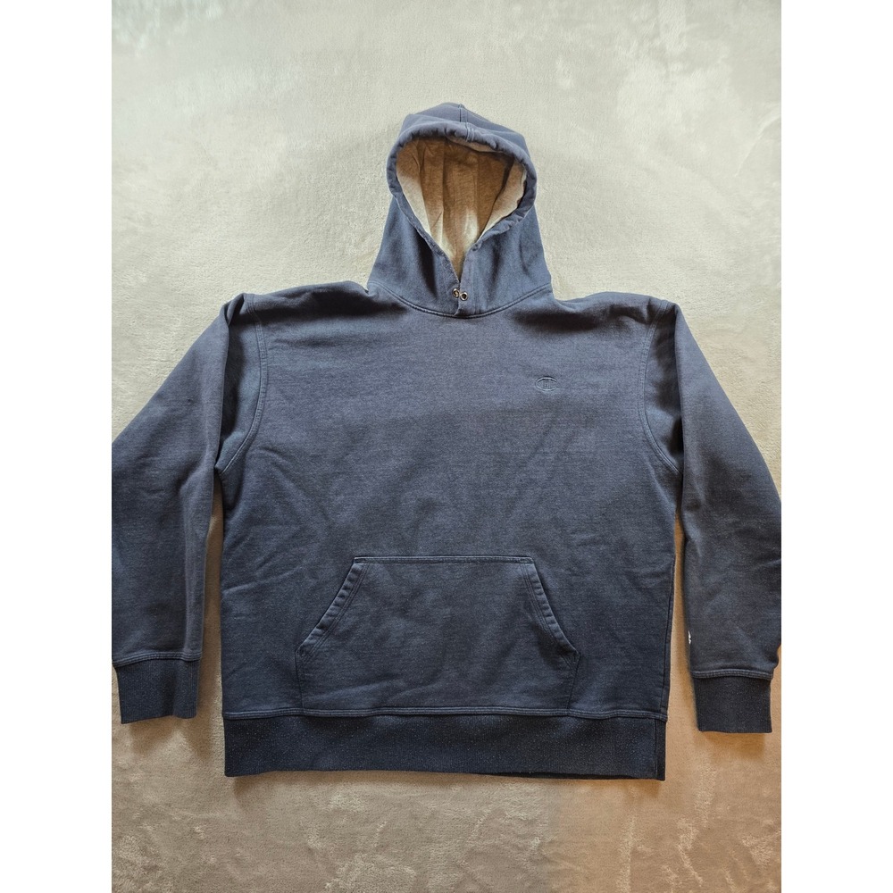Champion Hoodie Sweatshirt Mens XL Blue Fleece Pullover Boxy Athleisure *Read